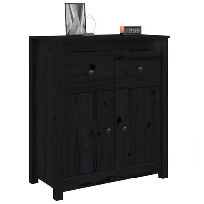 Sideboard Schwarz 70x35x80 cm Massivholz Kiefer