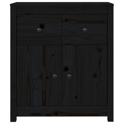 Sideboard Schwarz 70x35x80 cm Massivholz Kiefer