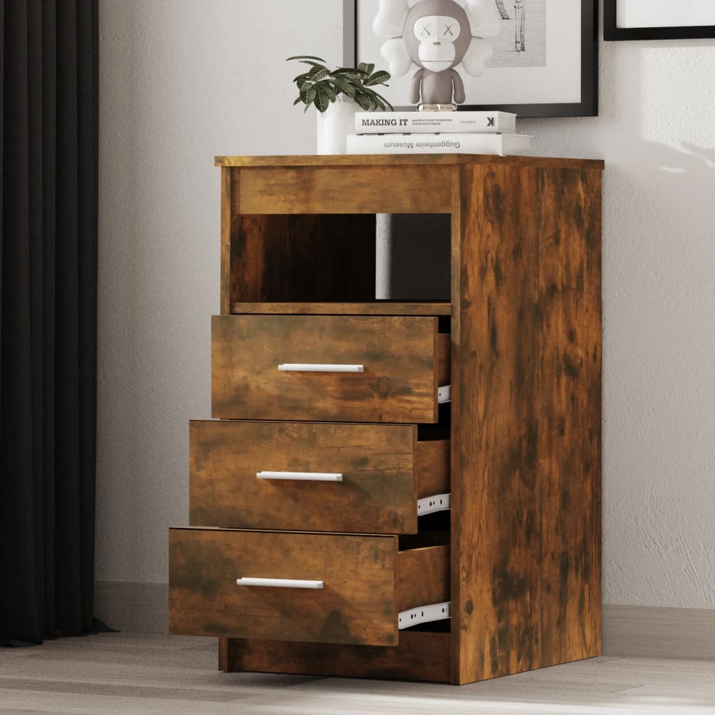 Sideboard mit Schubladen Räuchereiche 40x50x76 cm Holzwerkstoff