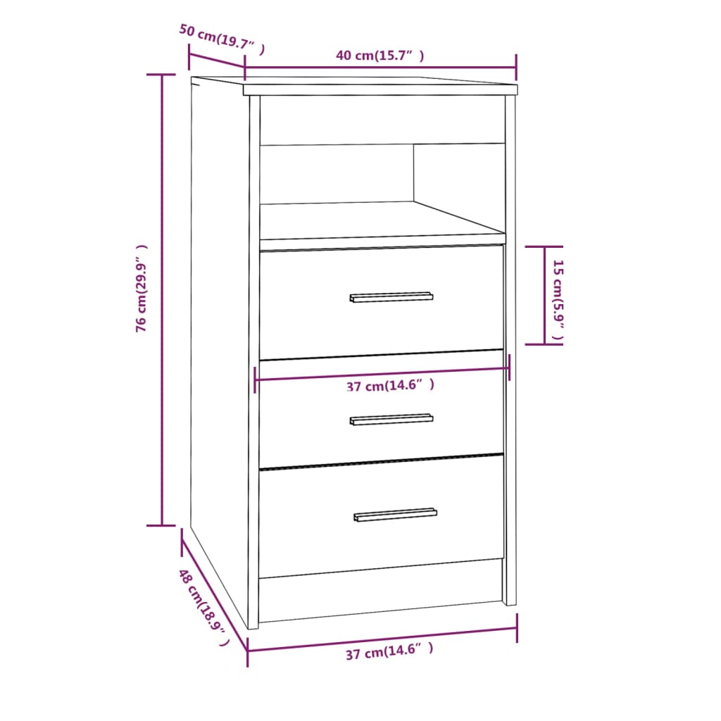 Sideboard mit Schubladen Räuchereiche 40x50x76 cm Holzwerkstoff