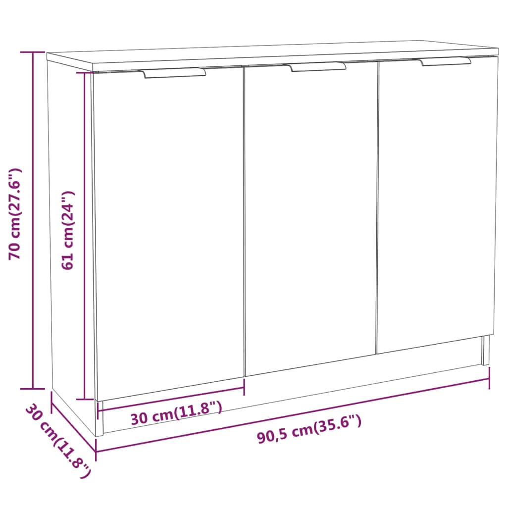 Sideboard Schwarz 90,5x30x70 cm