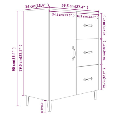 Sideboard Weiß 69,5x34x90 cm Holzwerkstoff