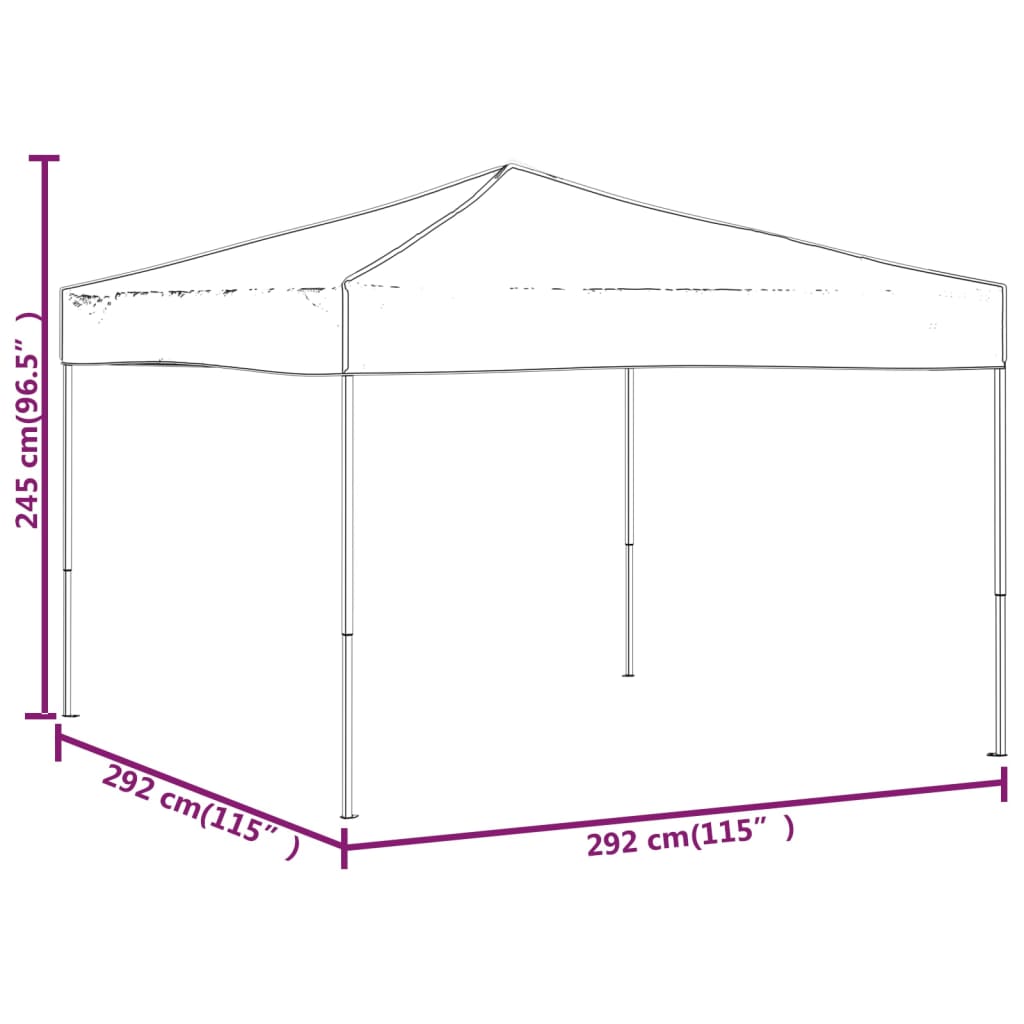 Partyzelt Faltbar Schwarz 3x3 m