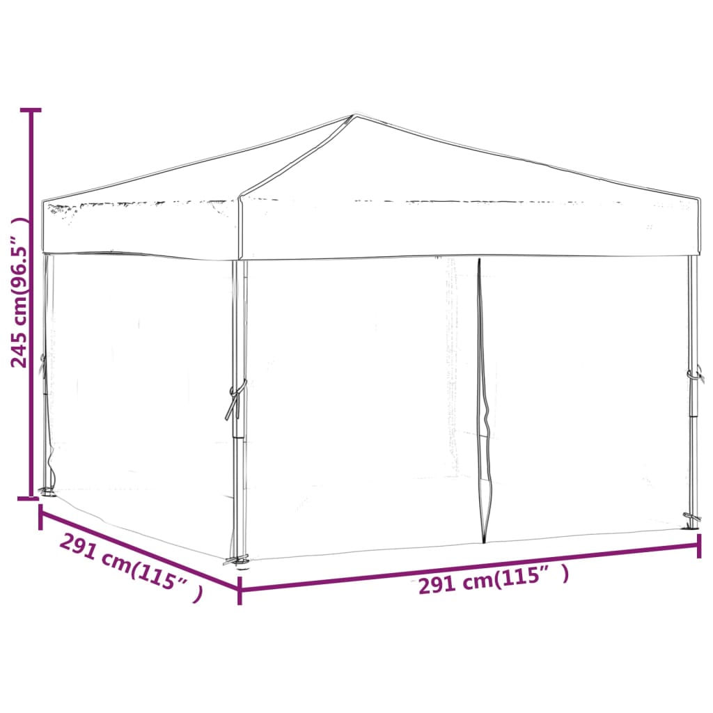 Partyzelt Faltbar mit Seitenwänden Taupe 3x3 m