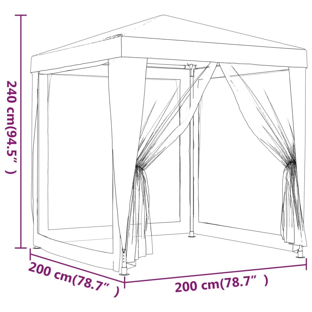 Partyzelt mit 4 Mesh-Seitenwänden Anthrazit 2x2 m HDPE