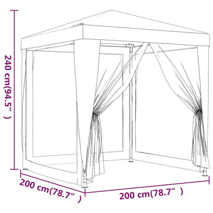 Partyzelt mit 4 Mesh-Seitenwänden Anthrazit 2x2 m HDPE