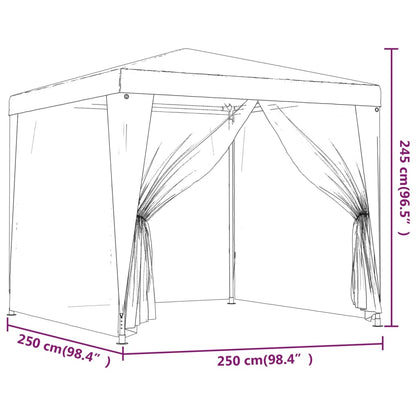 Partyzelt mit 4 Mesh-Seitenwänden Anthrazit 2,5x2,5 m HDPE