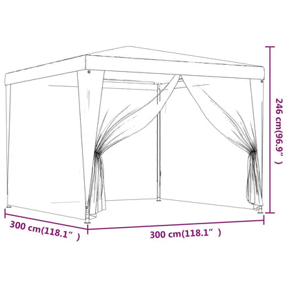 Partyzelt mit 4 Mesh-Seitenwänden Blau 3x3 m HDPE