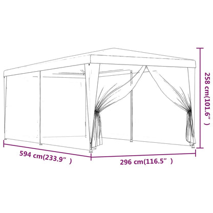 Partyzelt mit 6 Mesh-Seitenwänden Grün 3x6 m HDPE