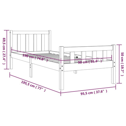 Massivholzbett 90x190 cm