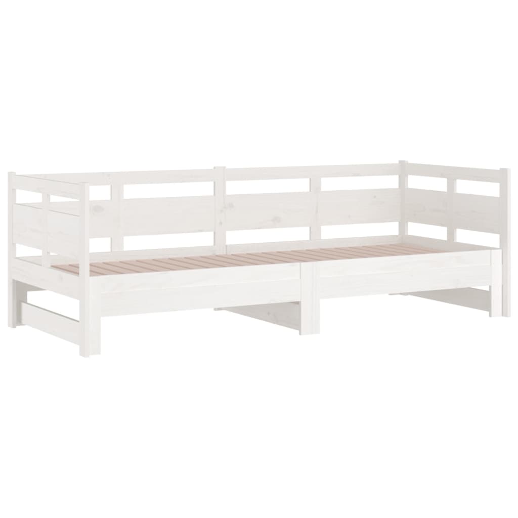 Tagesbett Ausziehbar Weiß Massivholz Kiefer 2x(80x200) cm