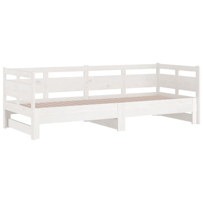 Tagesbett Ausziehbar Weiß Massivholz Kiefer 2x(80x200) cm