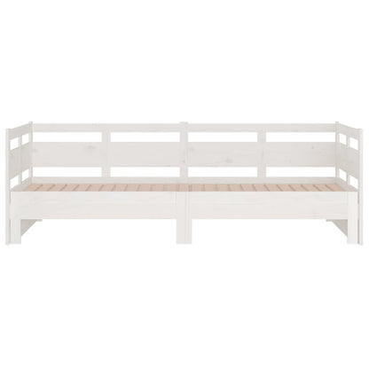 Tagesbett Ausziehbar Weiß Massivholz Kiefer 2x(80x200) cm