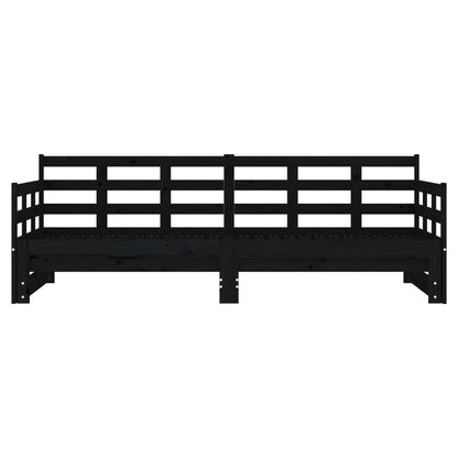 Tagesbett Ausziehbar Schwarz Massivholz Kiefer 2x(90x190) cm