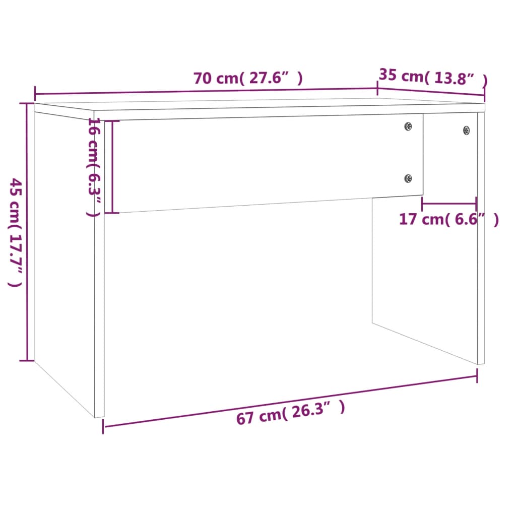 Schminkhocker Schwarz 70x35x45 cm Holzwerkstoff