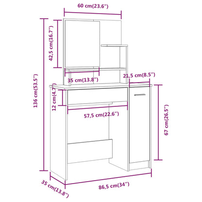 Schminktisch mit Spiegel Schwarz 86,5x35x136 cm