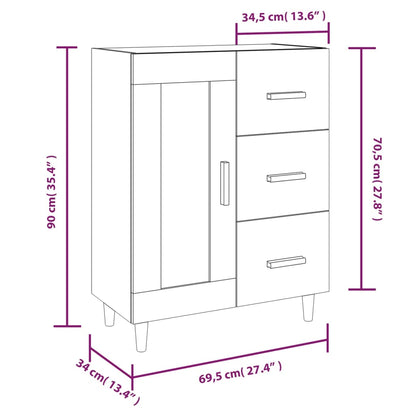 Sideboard Hochglanz-Weiß 69,5x34x90 cm