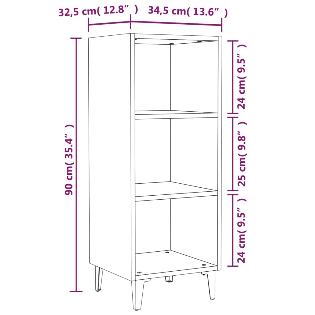 Sideboard Weiß 34,5x32,5x90 cm