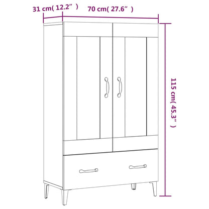 Highboard Schwarz 70x31x115 cm Holzwerkstoff