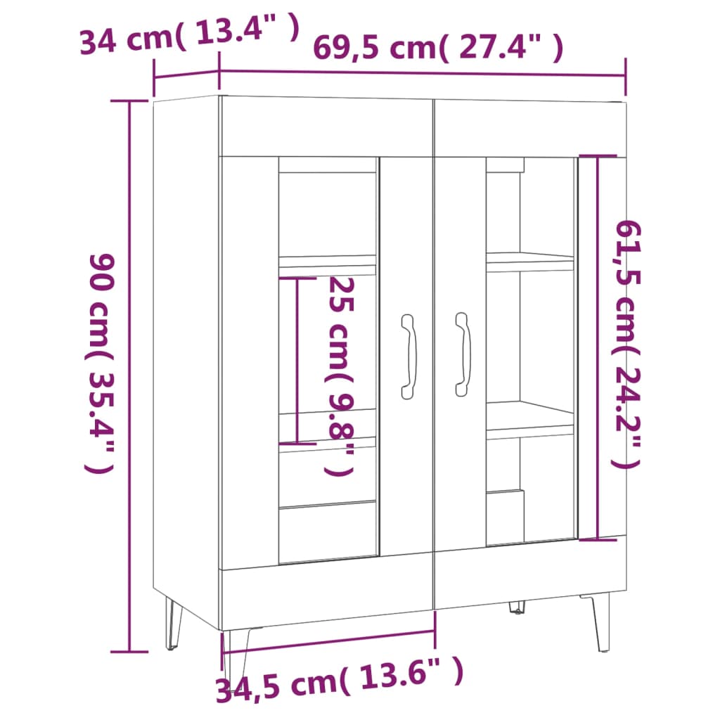 Sideboard Braun Eichen-Optik 69,5x34x90 cm Holzwerkstoff