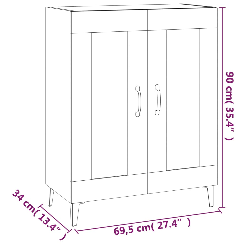 Sideboard Braun Eichen-Optik 69,5x34x90 cm Holzwerkstoff