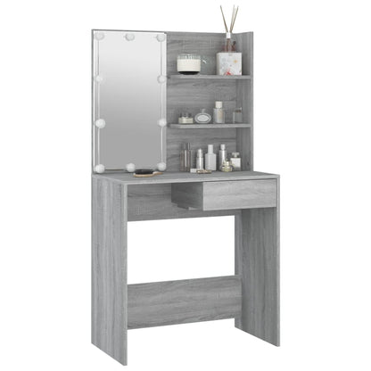 Schminktisch mit LED Grau Sonoma 74,5x40x141 cm