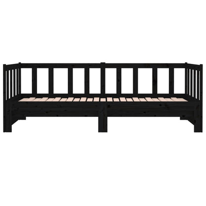 Tagesbett Ausziehbar Schwarz 2x(90x190) cm Massivholz Kiefer