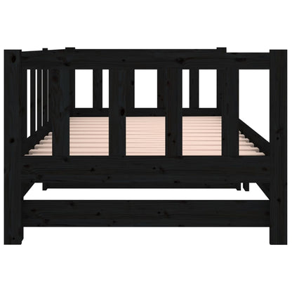 Tagesbett Ausziehbar Schwarz 2x(90x190) cm Massivholz Kiefer