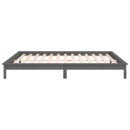 Massivholzbett mit LEDs Grau 140x190 cm