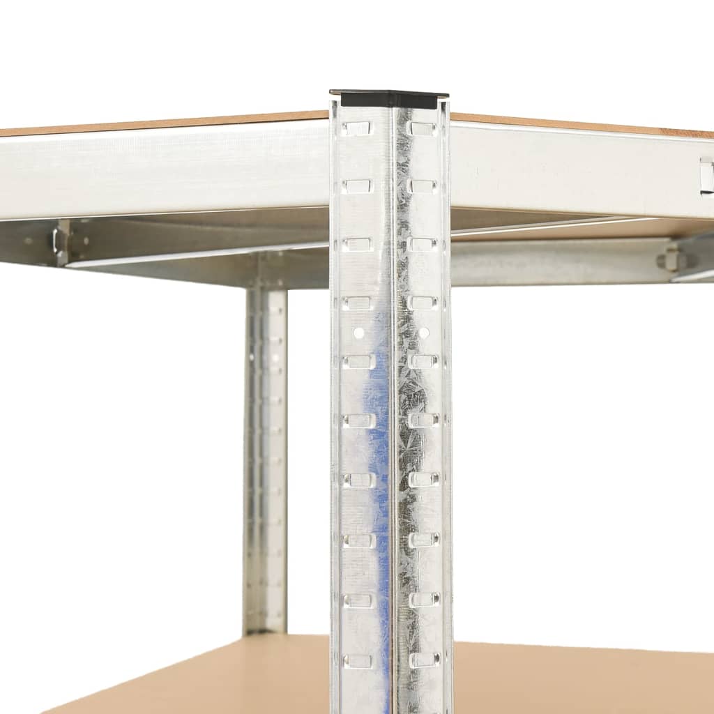 Eckregal mit 5 Böden Silbern Stahl & Holzwerkstoff