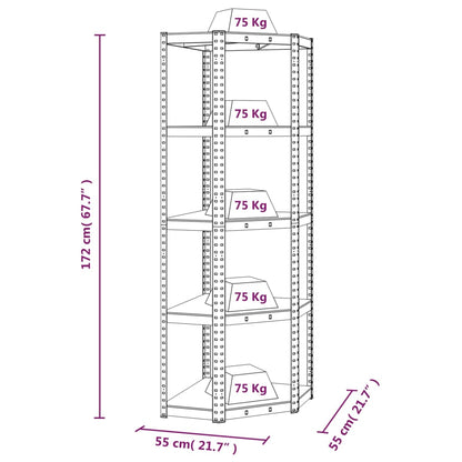 Eckregal mit 5 Böden Silbern Stahl & Holzwerkstoff