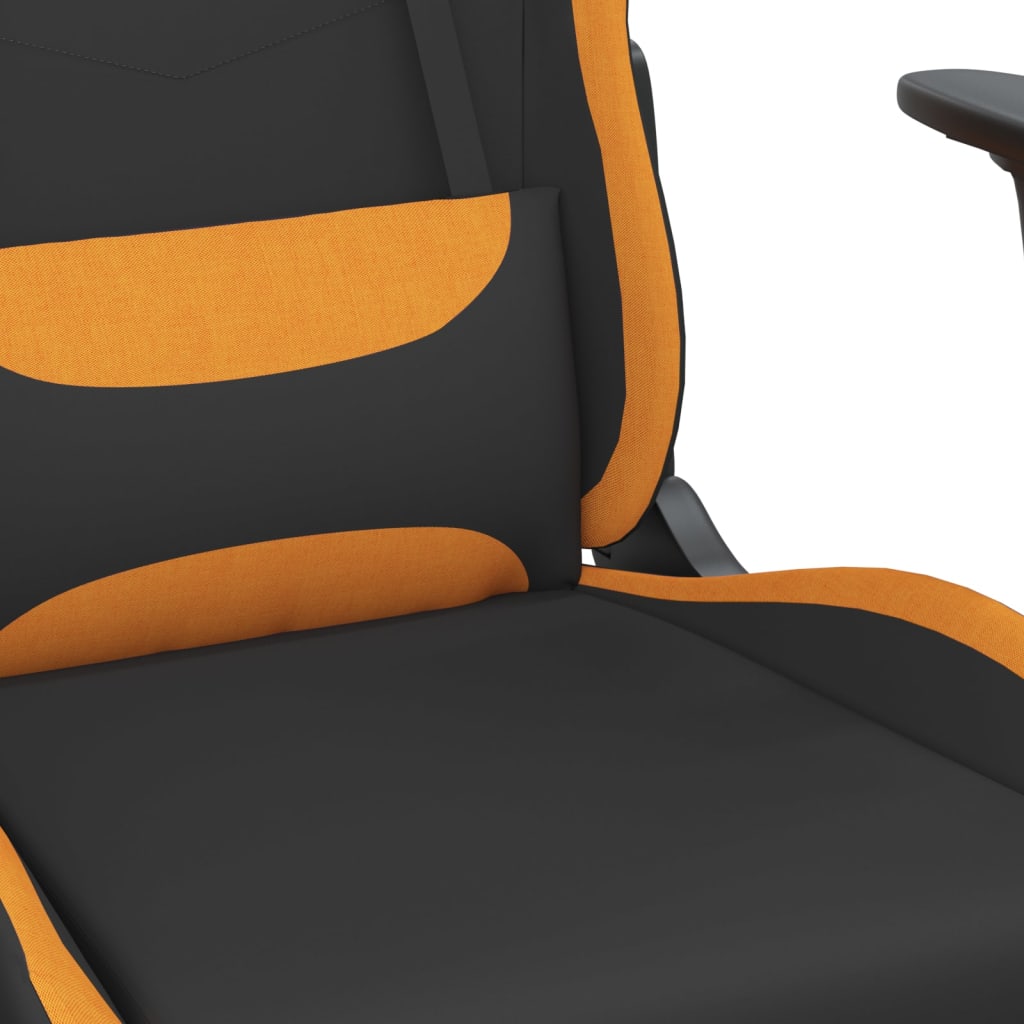 Gaming-Stuhl mit Massage & Fußstütze Schwarz und Orange Stoff