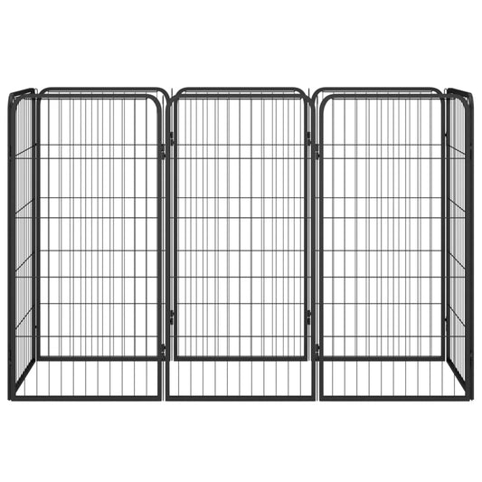 8-tlg. Hundelaufstall Schwarz 50x100 cm Stahl Pulverbeschichtet