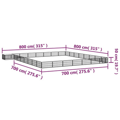 32-tlg. Hundelaufstall Schwarz 100x50cm Stahl Pulverbeschichtet