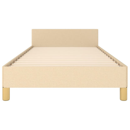 Bettgestell mit Kopfteil ohne Matratze Creme 90x190 cm Stoff