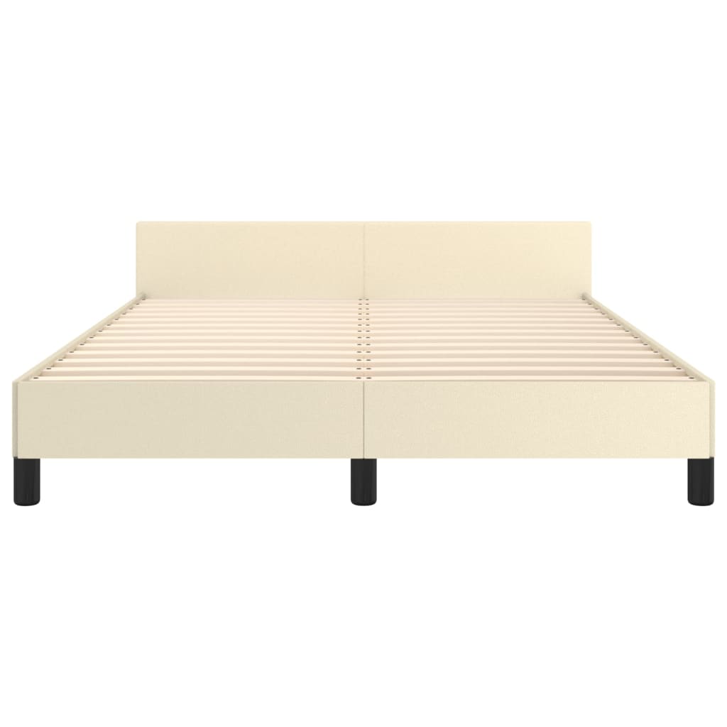 Bettgestell mit Kopfteil ohne Matratze Creme 140x190 cm