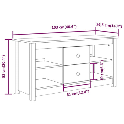 TV-Schrank Weiß 103x36,5x52 cm Massivholz Kiefer