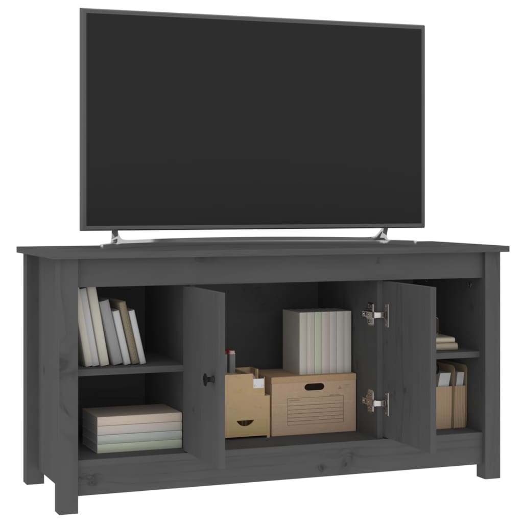 TV-Schrank Grau 103x36,5x52 cm Massivholz Kiefer