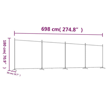 4-tlg. Paravent Weiß 698x180 cm Stoff