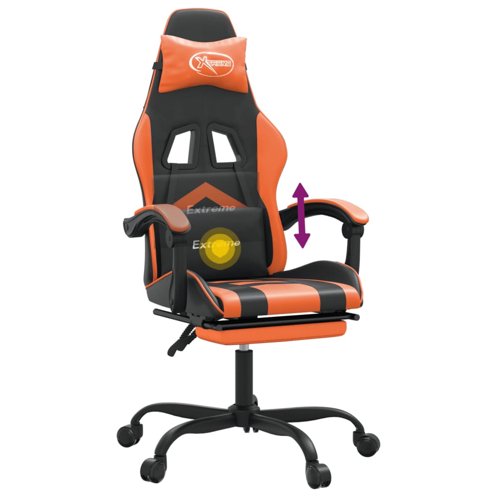 Gaming-Stuhl mit Fußstütze Drehbar Schwarz & Orange Kunstleder