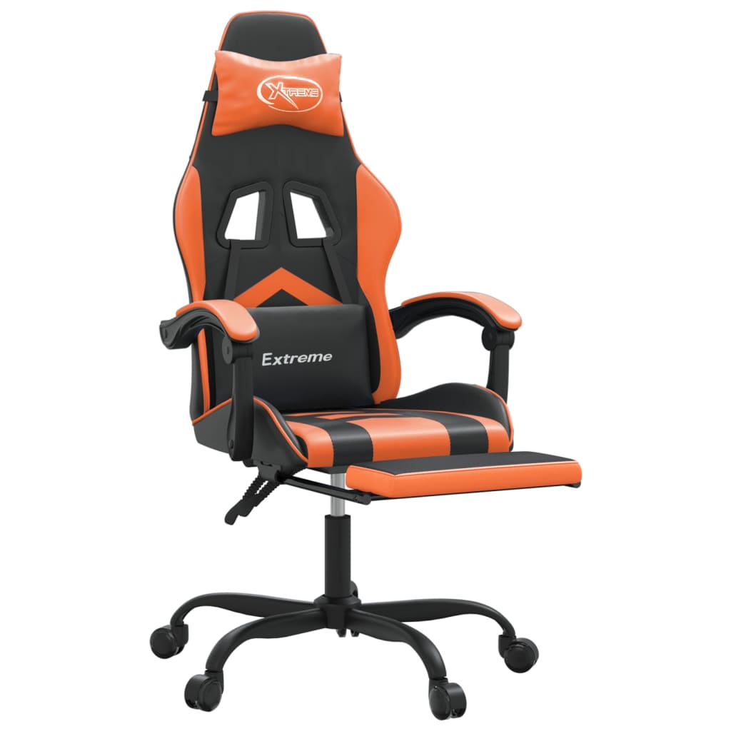 Gaming-Stuhl mit Fußstütze Drehbar Schwarz & Orange Kunstleder