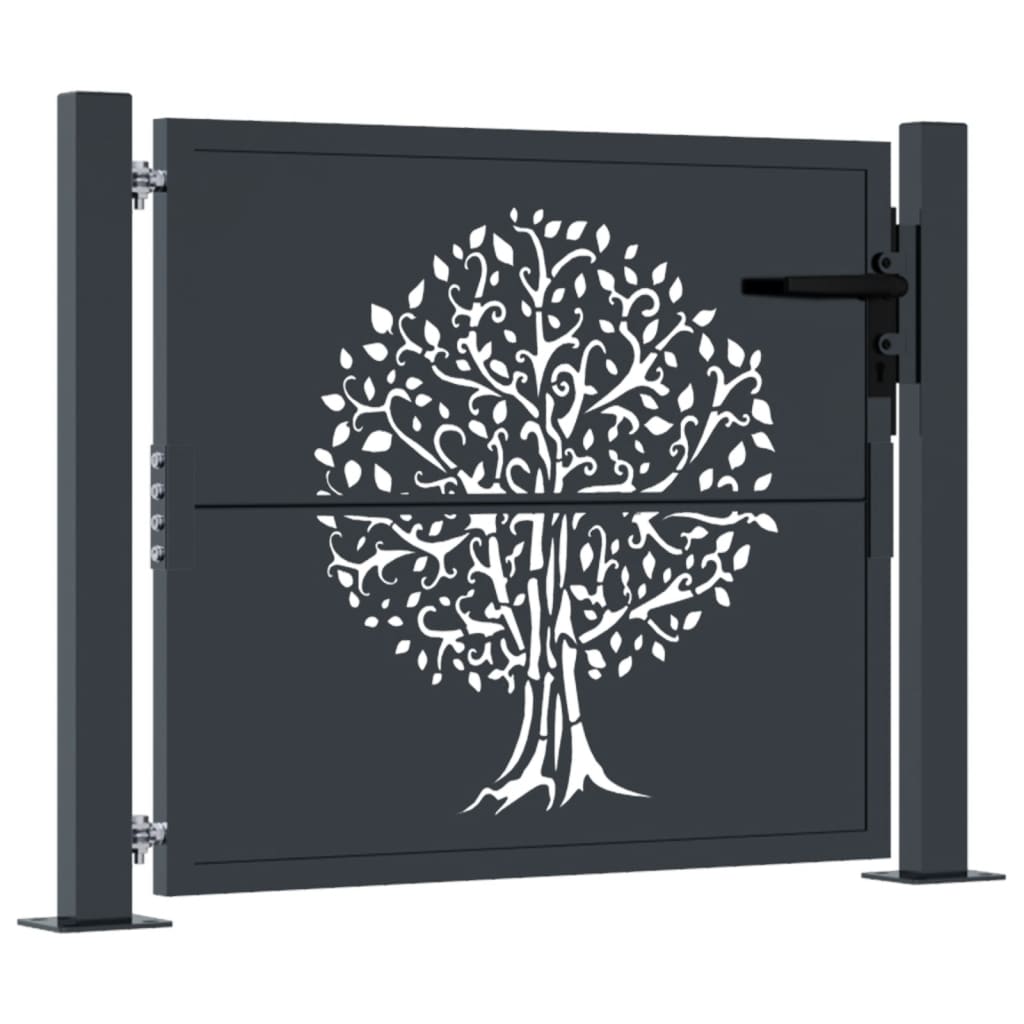 Gartentor Anthrazit 105x105 cm Stahl Baum-Design