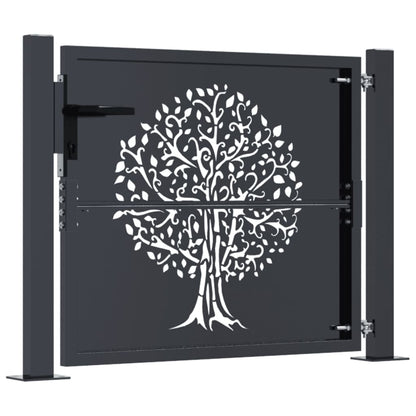 Gartentor Anthrazit 105x105 cm Stahl Baum-Design