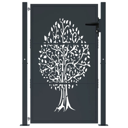 Gartentor Anthrazit 105x155 cm Stahl Baum-Design