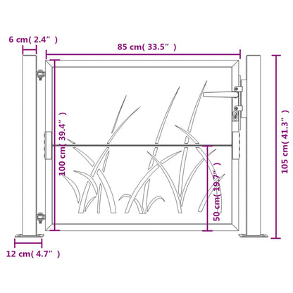 Gartentor Anthrazit 105x105 cm Stahl Gras-Design