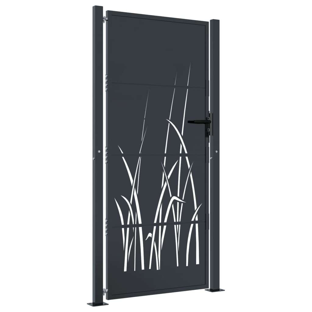 Gartentor Anthrazit 105x180 cm Stahl Gras-Design