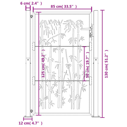 Gartentor Anthrazit 105x130 cm Stahl Bambus-Design