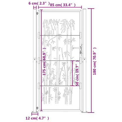 Gartentor Anthrazit 105x180 cm Stahl Bambus-Design