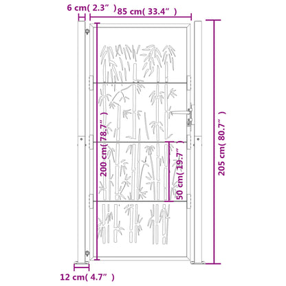 Gartentor Anthrazit 105x205 cm Stahl Bambus-Design