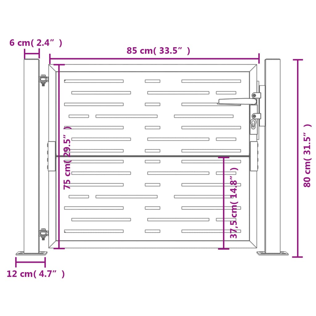 Gartentor Anthrazit 105x80 cm Stahl Quadratisches Design